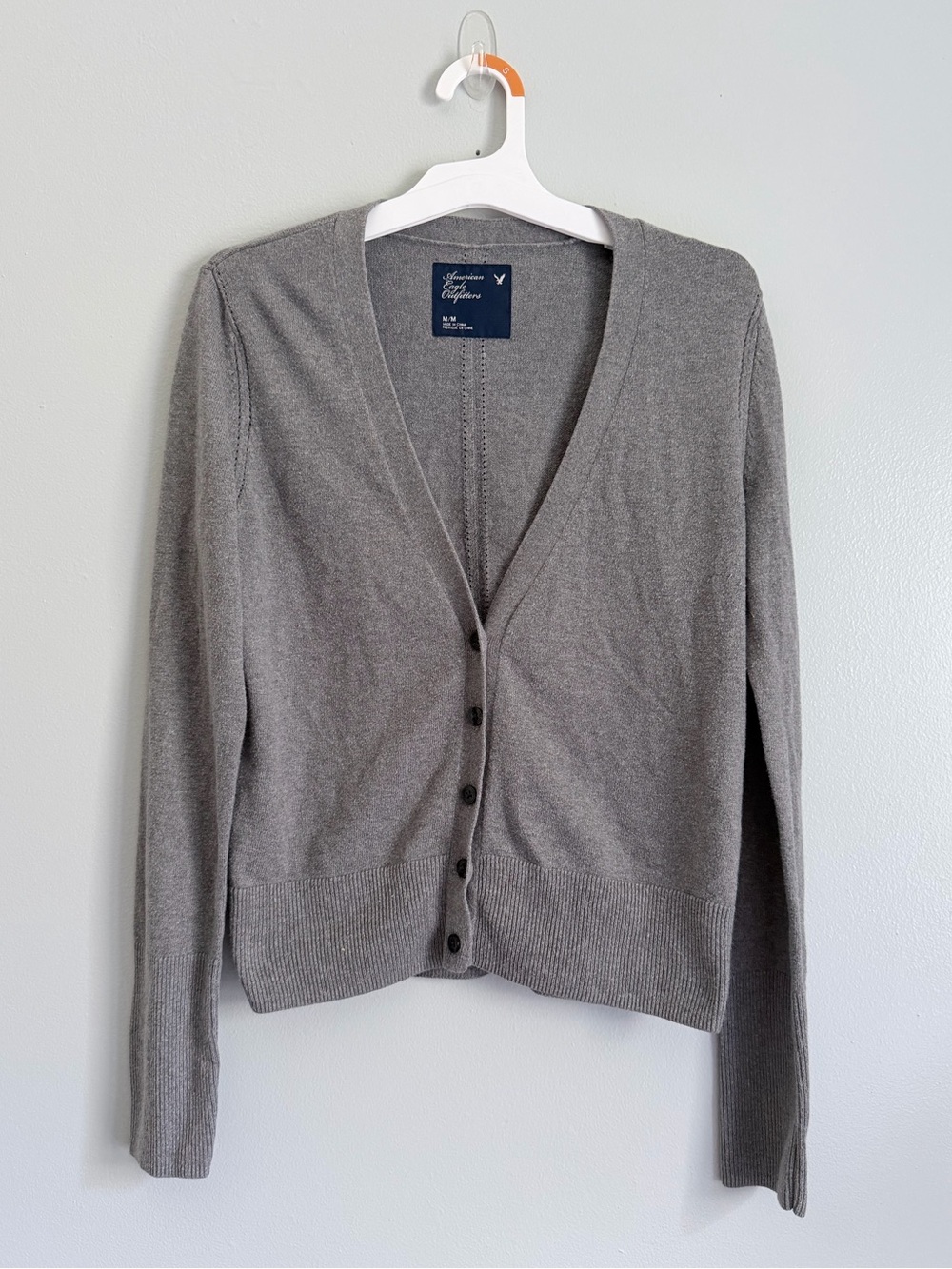 Vintage 2009 American Eagle Gray Rabbit Hair Cardigan Sweater Women’s M Y2K